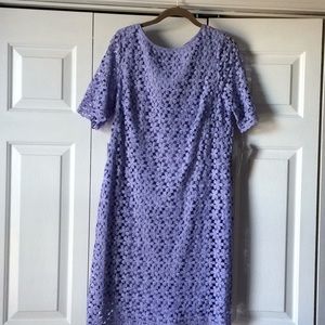 Lavender, lace dress.